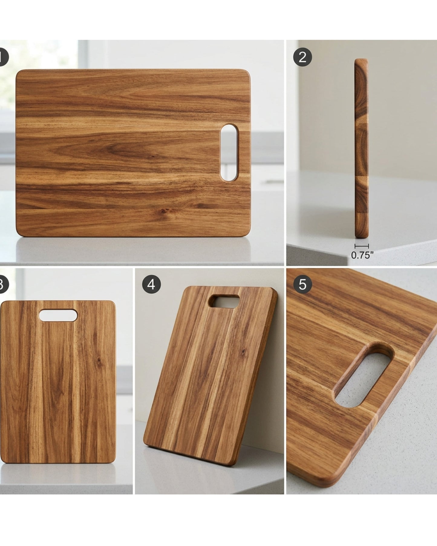 Dailyso Acacia Wood Cutting Board Handle 17 x 12 in