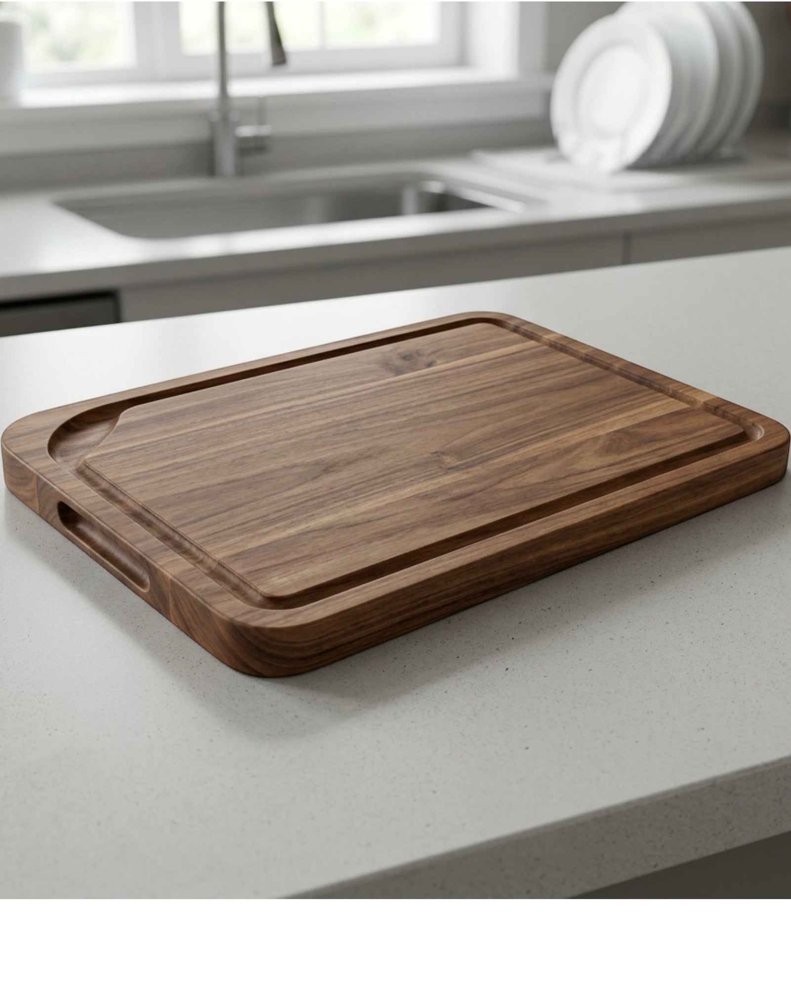 Dailyso Edgechannel Acacia Cutting Board 16 x 11 in Walnut Brown - Lifestyle view