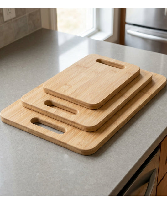 Dailyso Nestgrain Bamboo Cutting Board Set Natural 3 Piece - Lifestyle view